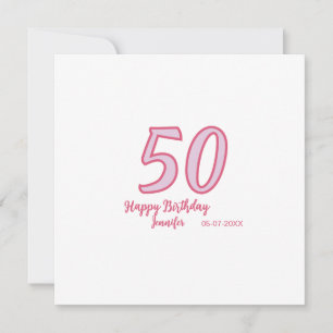 50. Geburtstag pink lila fett Name einfach minimal Feiertagskarte
