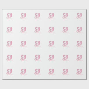50. Geburtstag pink lila fett Name einfach minimal Geschenkpapier