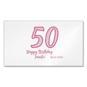 50. Geburtstag pink lila fett Name einfach minimal Magnetische Visitenkarte