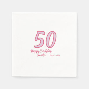 50. Geburtstag pink lila fett Name einfach minimal Serviette