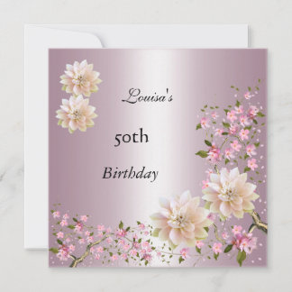 50. Geburtstag Pink Lotus Blossom Floral Einladung