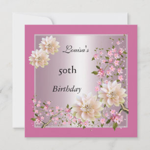 50. Geburtstag Pink Lotusblüten Floral Einladung