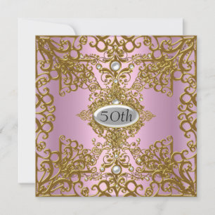 50. Geburtstag Pink Party-Einladung Jewel Metallic Einladung