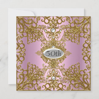 50. Geburtstag Pink Party-Einladung Jewel Metallic Einladung