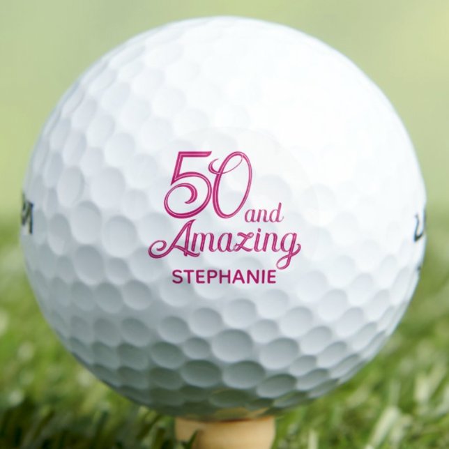 50. Geburtstag Pink Script Amazing Custom Golfball (Von Creator hochgeladen)