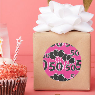 50. Geburtstag PINK und SCHWARZ - 50 Jahre alte Au Runder Aufkleber
