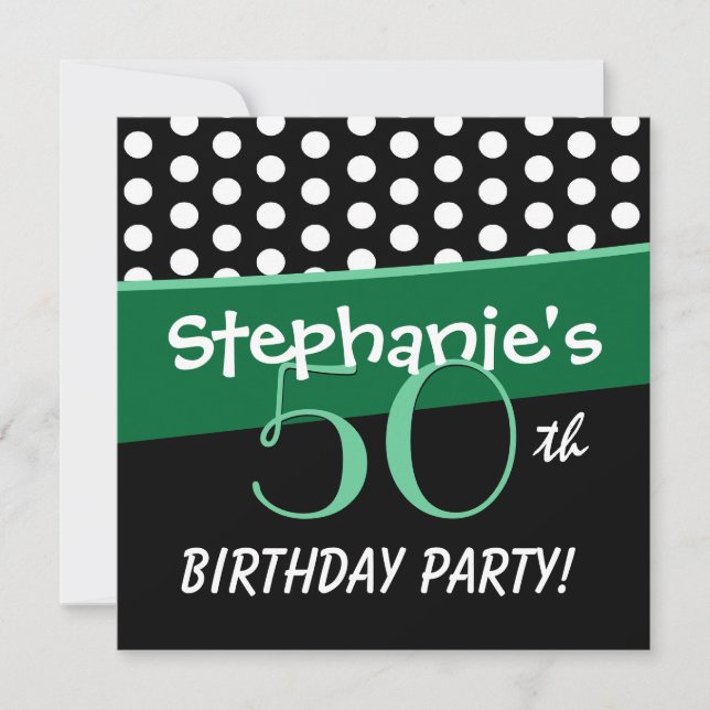 50. Geburtstag Polka Dots Moderne Vorlage (Vorderseite)