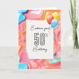 50. Geburtstag Psychedelic 3D Abstrakt Karte