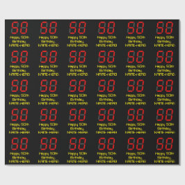 50. Geburtstag: Red Digital Clock Style "50" + Nam Geschenkpapier