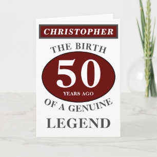 50. Geburtstag Red Genuine Legend Ihren Namen hinz Karte