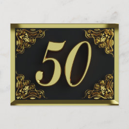 50. Geburtstag Regal Gold Einladung oder Gruß Postkarte