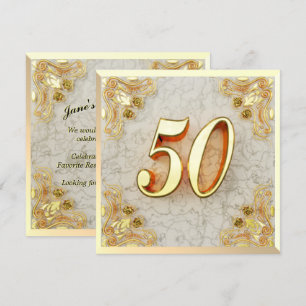 50. Geburtstag Regal Gold Marmor Gruß oder Einladung