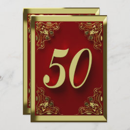 50. Geburtstag Regal Gold Red Greeting oder Einladung