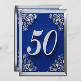 50. Geburtstag Regal Silver und Blue Einladung