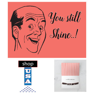 50. Geburtstag Retro Bald Man Shiny Head Coral Karte