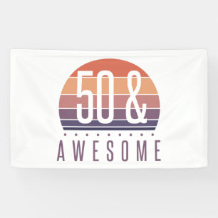 50. Geburtstag Retro-Sonnenuntergang Banner