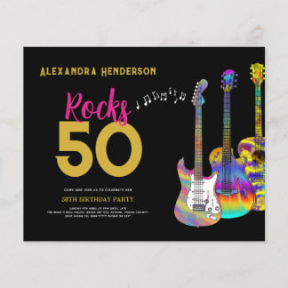 50. Geburtstag Rock'n'Roll Party Pink Budget Flyer