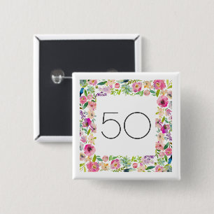 50. Geburtstag Rosa Blumenplatz Ihre schöne Button