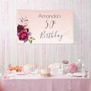50. Geburtstag Rosa Rosa Rosa Gold Blüte Banner