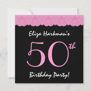 50. Geburtstag Rosa und Schwarzes Gesicht V500 Einladung