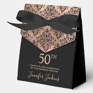 50. Geburtstag Rose Gold Damast Danke Geschenkschachtel