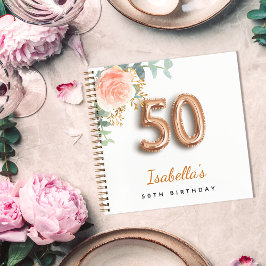 50. Geburtstag Rose Gold Eukalyptus Gästebuch Notizbuch