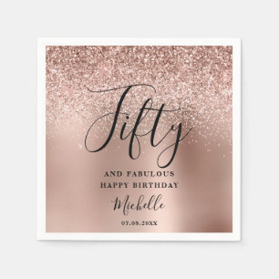 50. Geburtstag Rose Gold Glitzer Fünfzig und Fab N Serviette