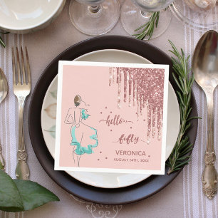50. Geburtstag Rose Gold Glitzer Tropfen Hallo 50 Serviette