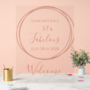 50. Geburtstag Rose Gold Minimaler Willkommen Acrylschild