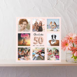 50. Geburtstag Rose Gold rosa Custom Foto Collage Künstlicher Leinwanddruck<br><div class="desc">Ein einzigartiges Geschenk für einen 50. Geburtstag, das ihr Leben mit einer Collage von 8 eigenen Fotos, Bildern feiert. Personalisieren und fügen Sie ihren Namen und ein Datum. Eine schicke Rose Gold, rötlich rosa Hintergrund. Der Name ist mit einem modernen handgeschriebenen Stil-Skript geschrieben, Nummer 50 mit einem Schriftart im Ballonstil....</div>