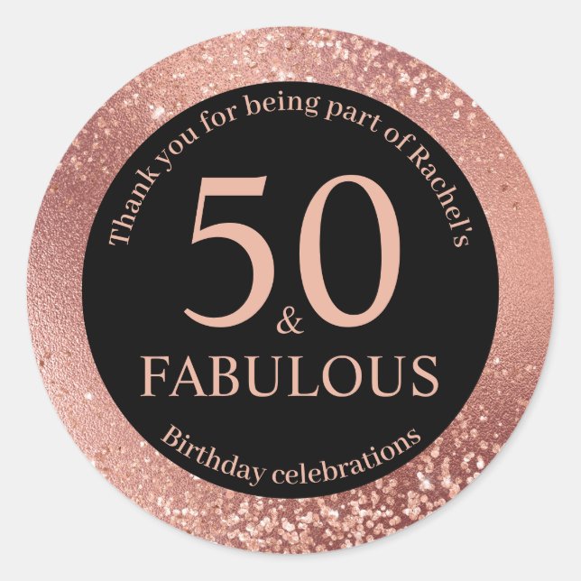 50. Geburtstag Rose Gold Vielen Dank Runder Aufkleber (Vorderseite)