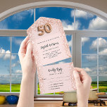 50. Geburtstag Rose Goldblütler Funkeln Party UAWG All In One Einladung<br><div class="desc">Rose Gold,  rot gefärbt,  mit Imitaten Glitzer Glitzern im Inneren dekoriert. Personalisieren und fügen Sie ein Foto,  Namen,  Party,  UAWG,  Rücksendeadresse und Namen. Nummer 50 wird mit einer Ballon-Stilnummer geschrieben.</div>