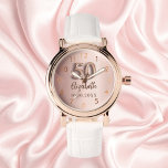 50. Geburtstag Rose Goldname Armbanduhr<br><div class="desc">Ein Geschenk für einen 50. Geburtstag. Eine Hintergrundfarbe für den Farbverlauf in Rose. Name,  Datum hinzufügen</div>