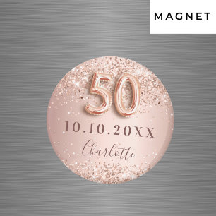 50. Geburtstag Roségold-Rosa Save-the-Date-Magnet Magnet
