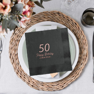 50. Geburtstag roségold schwarz personalisiert Servietten Mit Folie