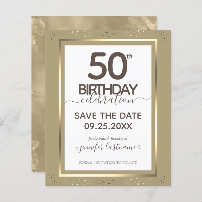 50. Geburtstag Save the Date Einladung (Vorne/Hinten)