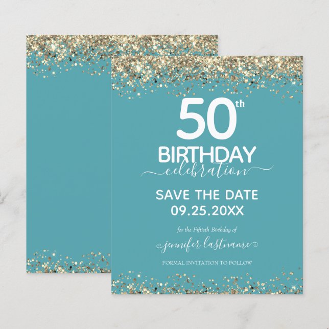 50. Geburtstag Save the Date Einladung (Vorne/Hinten)