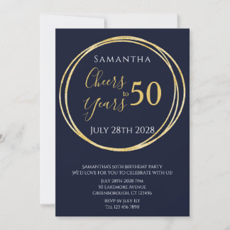 50. Geburtstag Schreit zu 50 Jahren Navy Gold Part Einladung