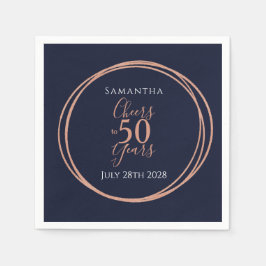 50. Geburtstag Schreit zu 50 Jahren Navy Rose Gold Serviette