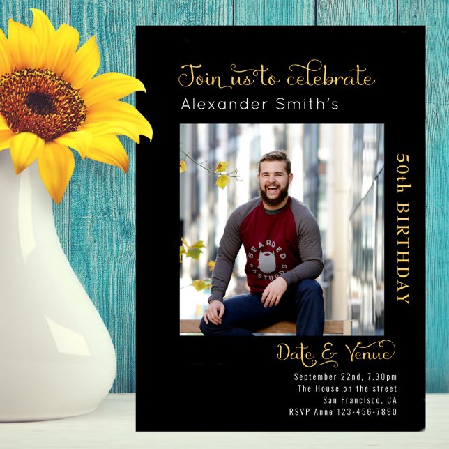 50. Geburtstag schwarz Einladung (Von Creator hochgeladen)