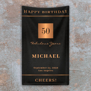 50. Geburtstag schwarz gold Alles Gute zum Geburts Banner
