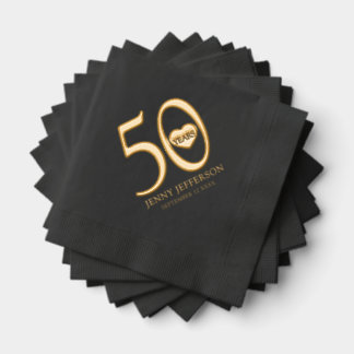 50. Geburtstag Schwarz Gold benutzerdefinierte Mei Servietten Mit Folie