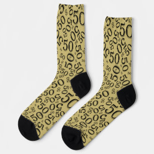 50. Geburtstag Schwarz/Gold Zufallszahlen-Muster Socken
