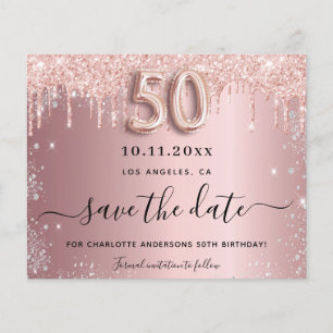 50. Geburtstag Schwarz Silber Budget Save the Date Flyer