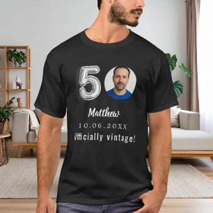 50. Geburtstag schwarz silber Foto offiziell vinta T-Shirt