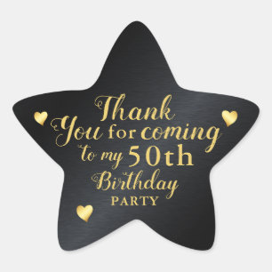 50. Geburtstag Schwarz und Gold Danke Stern-Aufkleber