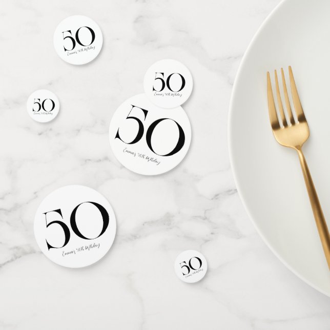 50. Geburtstag Schwarz-Weiß Confetti Konfetti (Gruppe)
