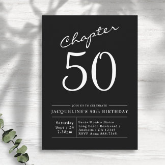 50. Geburtstag Schwarz-weiß Kapitel 50 Einladung