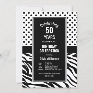 50. Geburtstag Schwarz-Weiß-Party Einladung