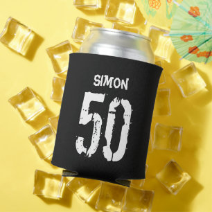 50. Geburtstag Schwarz-weißer Name Gag Geschenk ka Dosenkühler